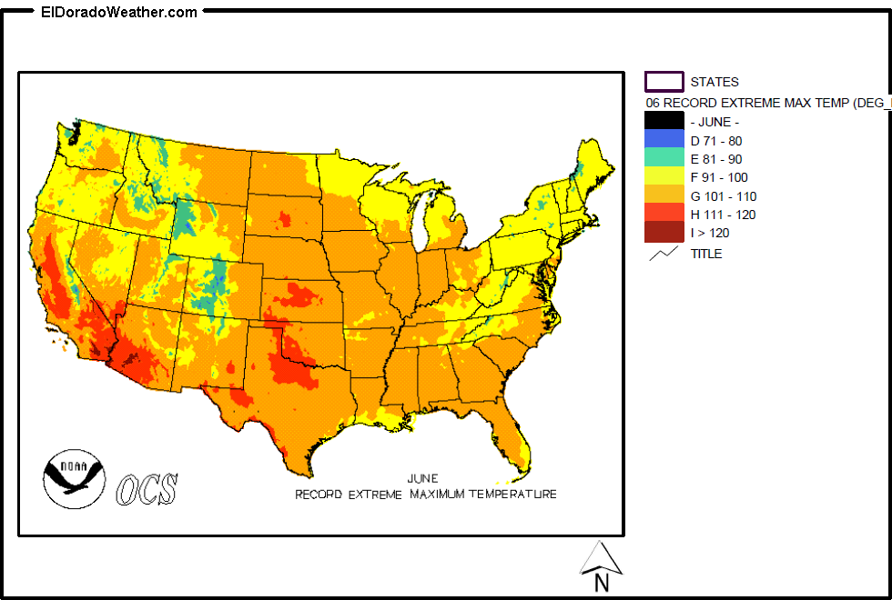 United States June Record Extreme Maximum Temperature